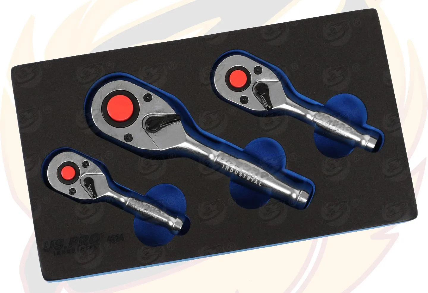 US PRO INDUSTRIAL 6PCS 1/4" & 3/8" & 1/2" DRIVE 90 TOOTH RATCHET HANDLES
