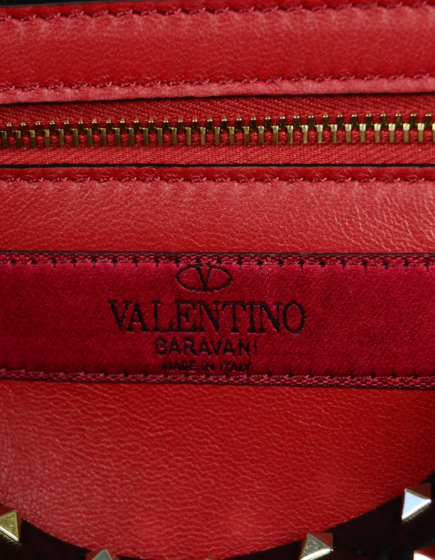 Valentino Black Butterfly Embroidered Medium Rockstud Spike Bag