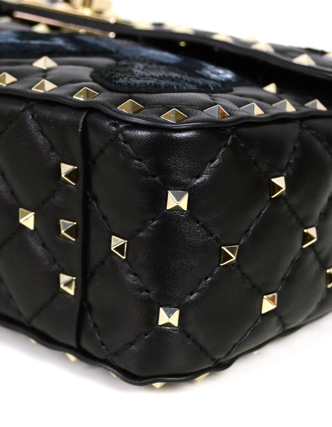 Valentino Black Butterfly Embroidered Medium Rockstud Spike Bag