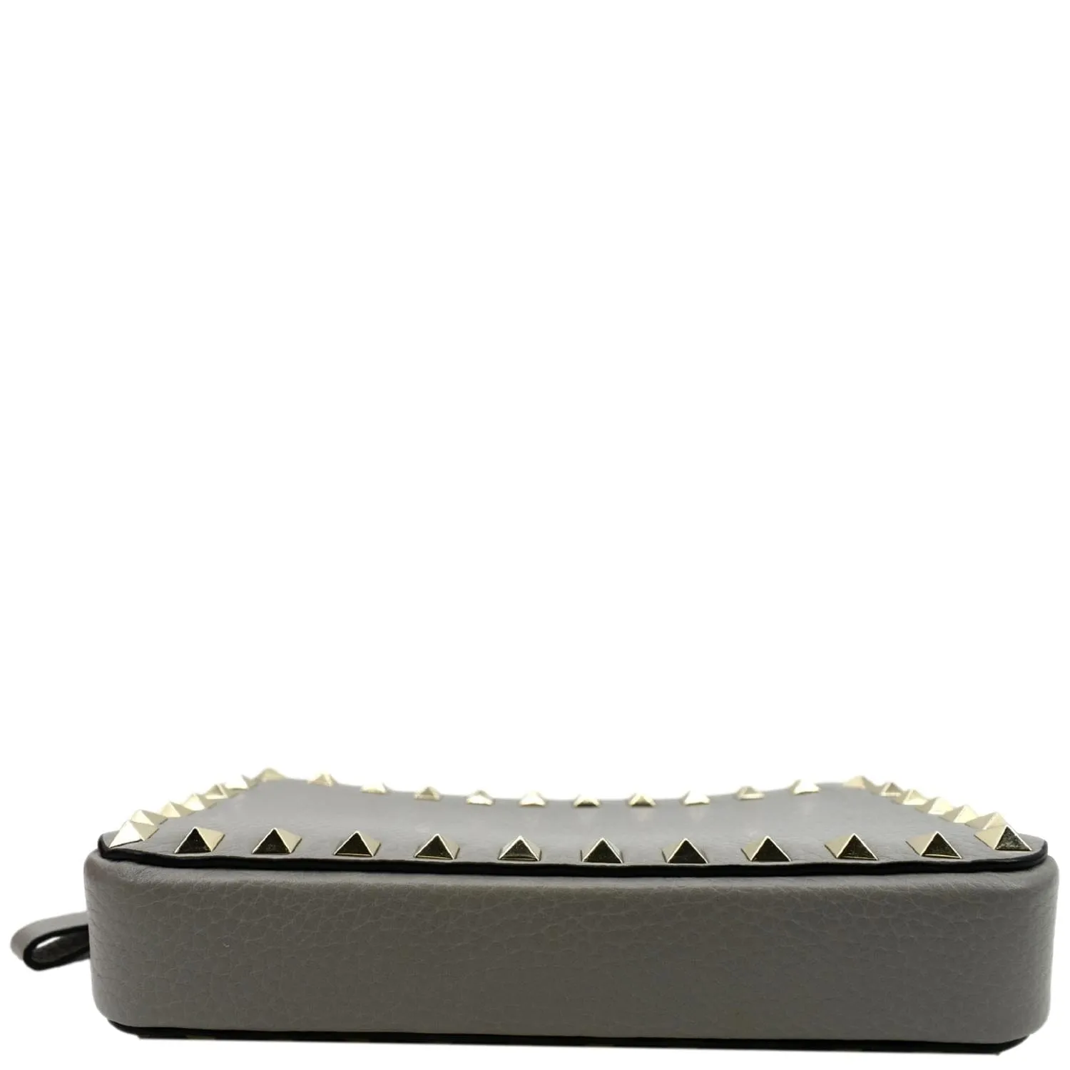 VALENTINO Double Zip Rockstud Leather Chain Crossbody Bag Grey