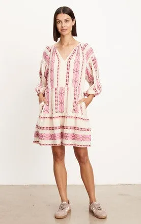 Velvet Kally Dress - Pink Combination