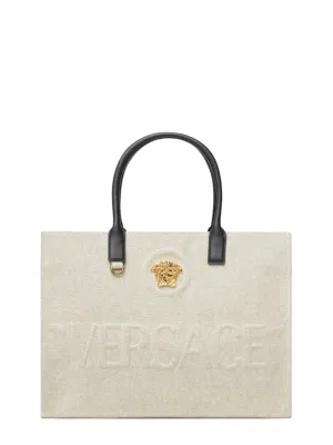 Versace Tote Fabric   Calf Leather Rope/Black/Gold