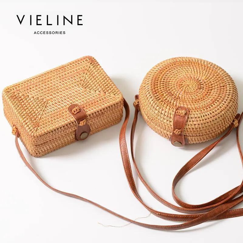 VIELINE New ins Straw box Bag Women Summer Rattan shoulder Bag