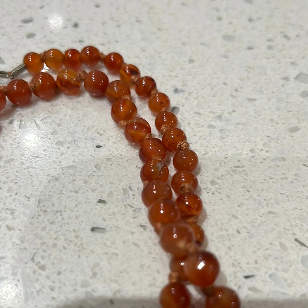 Vintage Hand knotted Carnelian  Necklace