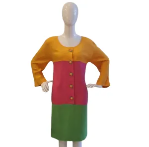 Vintage Oscar De La Renta Funky Colorblock Dress
