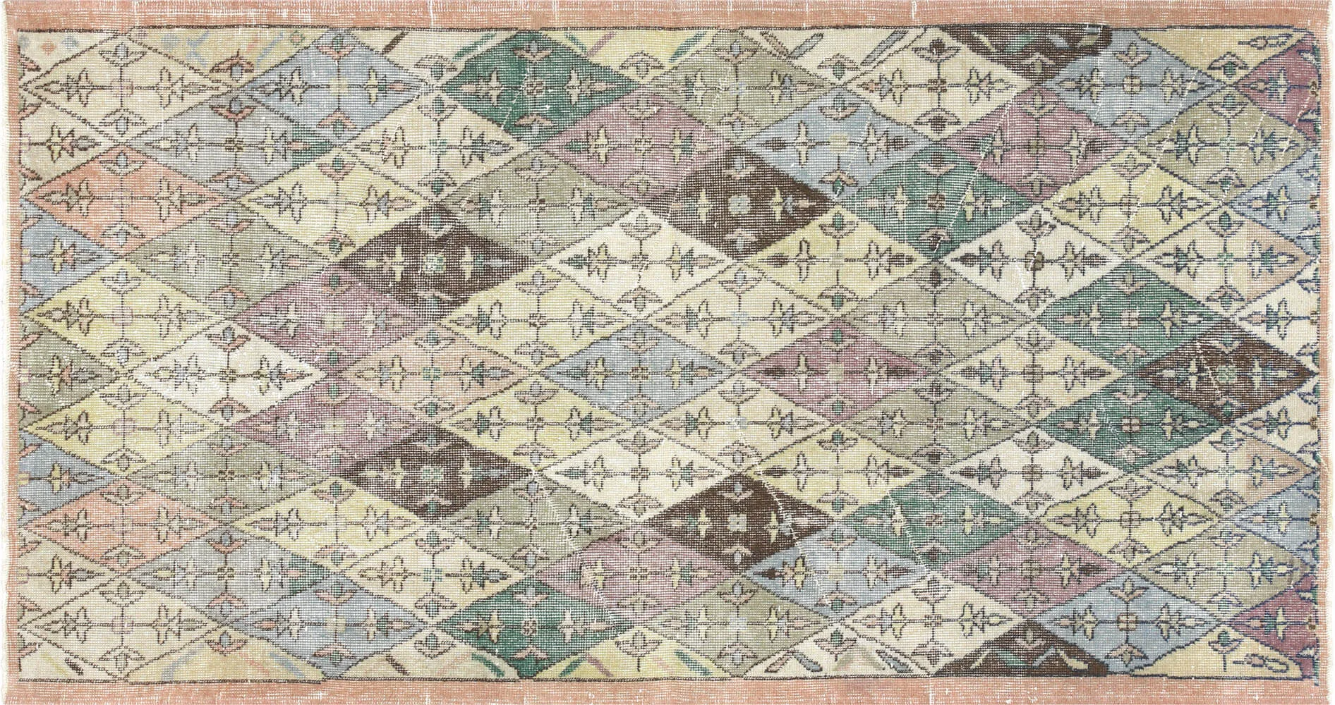 Vintage Turkish Mid-Century-Modern Rug - 3'9" x 7'1"