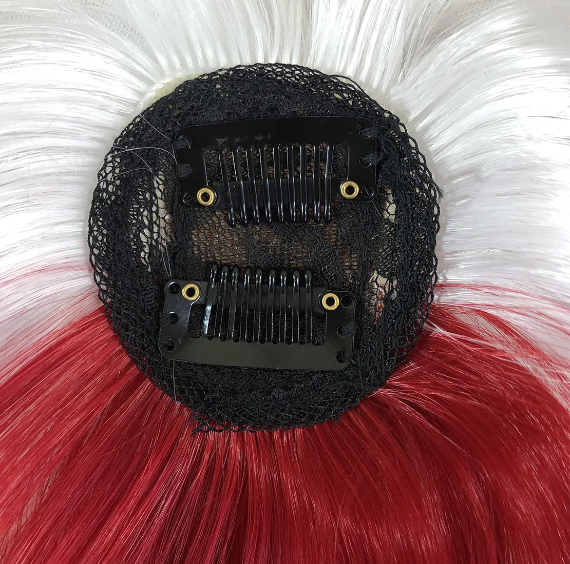 viviaBella Clip in Bangs Straight mixed colour Fringe Hair Patch Synthetic Topper Cover Hairpieces with Bangs for Women Girls One Piece Bangs with Temples