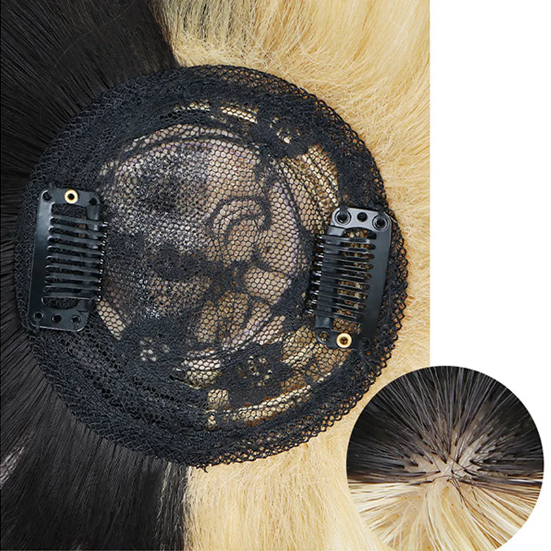 viviaBella Clip in Bangs Straight mixed colour Fringe Hair Patch Synthetic Topper Cover Hairpieces with Bangs for Women Girls One Piece Bangs with Temples