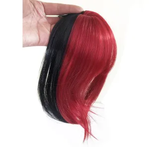 viviaBella Clip in Bangs Straight mixed colour Fringe Hair Patch Synthetic Topper Cover Hairpieces with Bangs for Women Girls One Piece Bangs with Temples