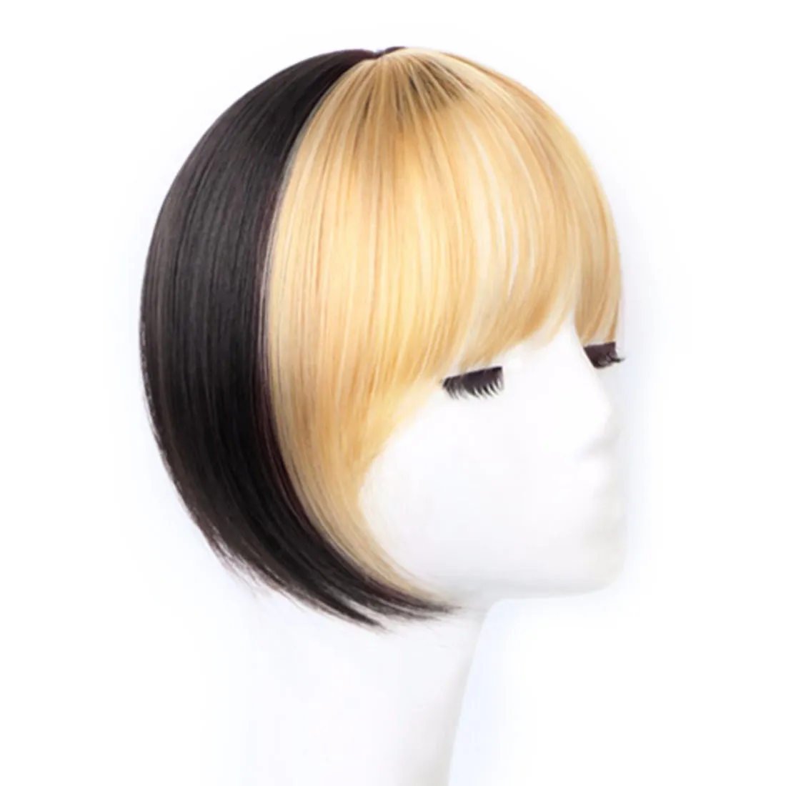 viviaBella Clip in Bangs Straight mixed colour Fringe Hair Patch Synthetic Topper Cover Hairpieces with Bangs for Women Girls One Piece Bangs with Temples