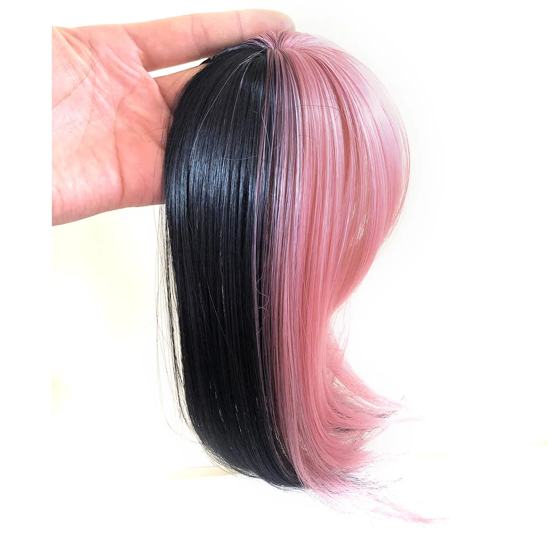 viviaBella Clip in Bangs Straight mixed colour Fringe Hair Patch Synthetic Topper Cover Hairpieces with Bangs for Women Girls One Piece Bangs with Temples