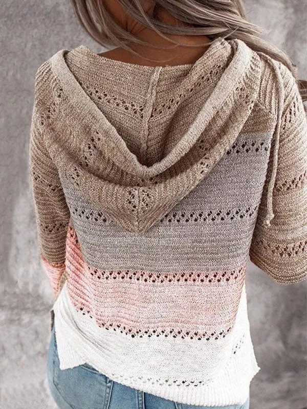 Western Cowgirl Colorblock Knitted Hoodie