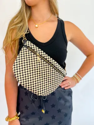 Westlyn Woven Bum Bag-Checkered Black