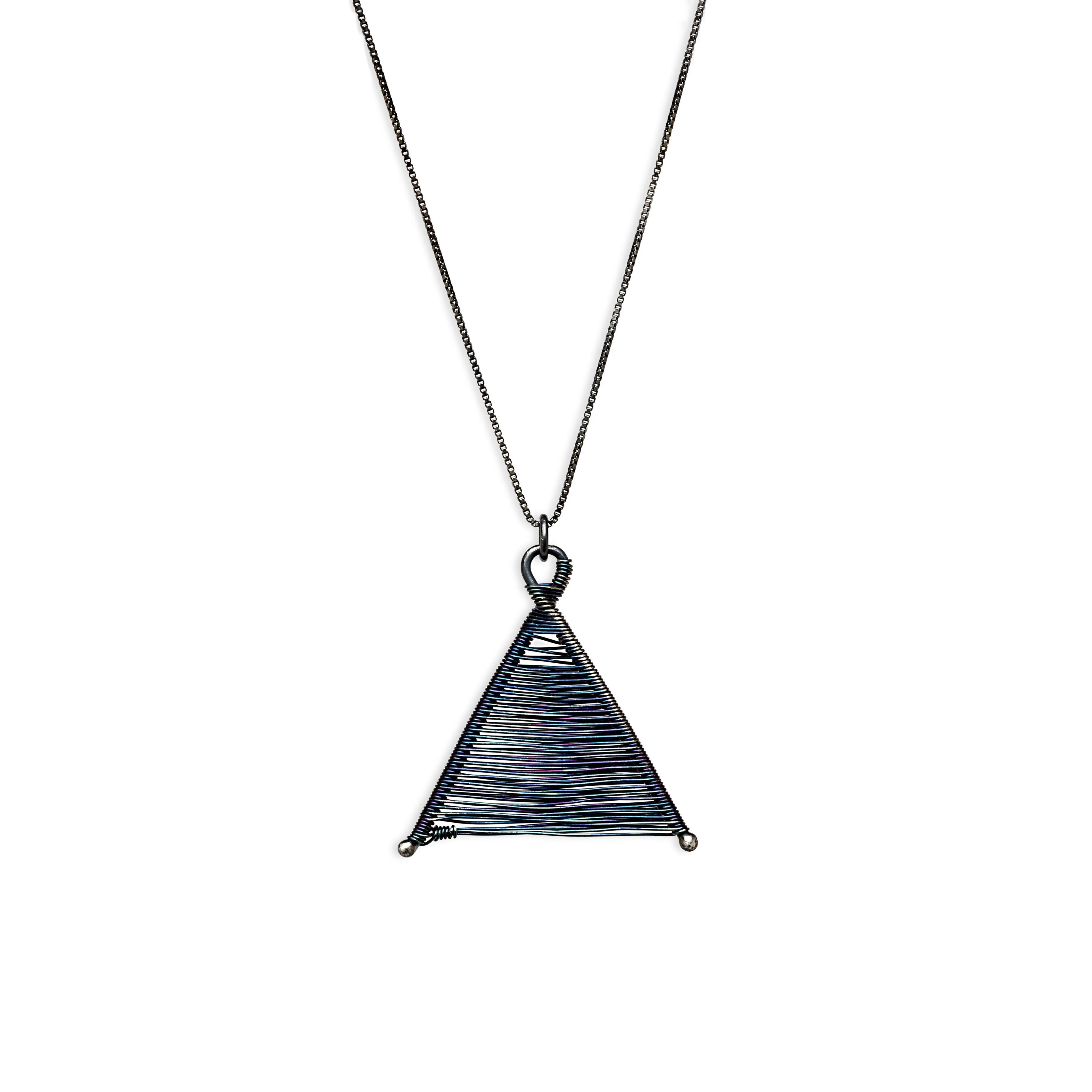 Wishbone Woven Oxidized Silver Necklace
