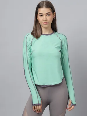 Women's long sleeves self deisgn colorblock top