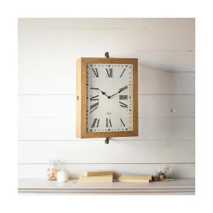 Wood Double Sided Clock With Bracket