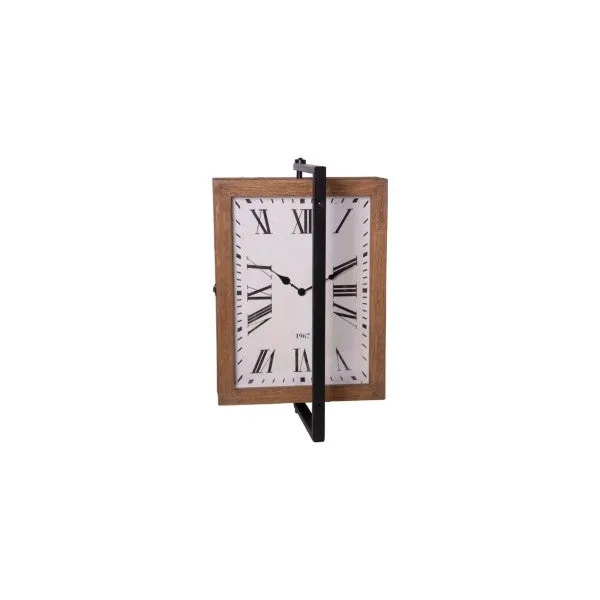 Wood Double Sided Clock With Bracket