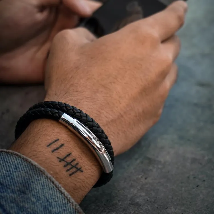 Woven Adjustable Double - Silver & Black