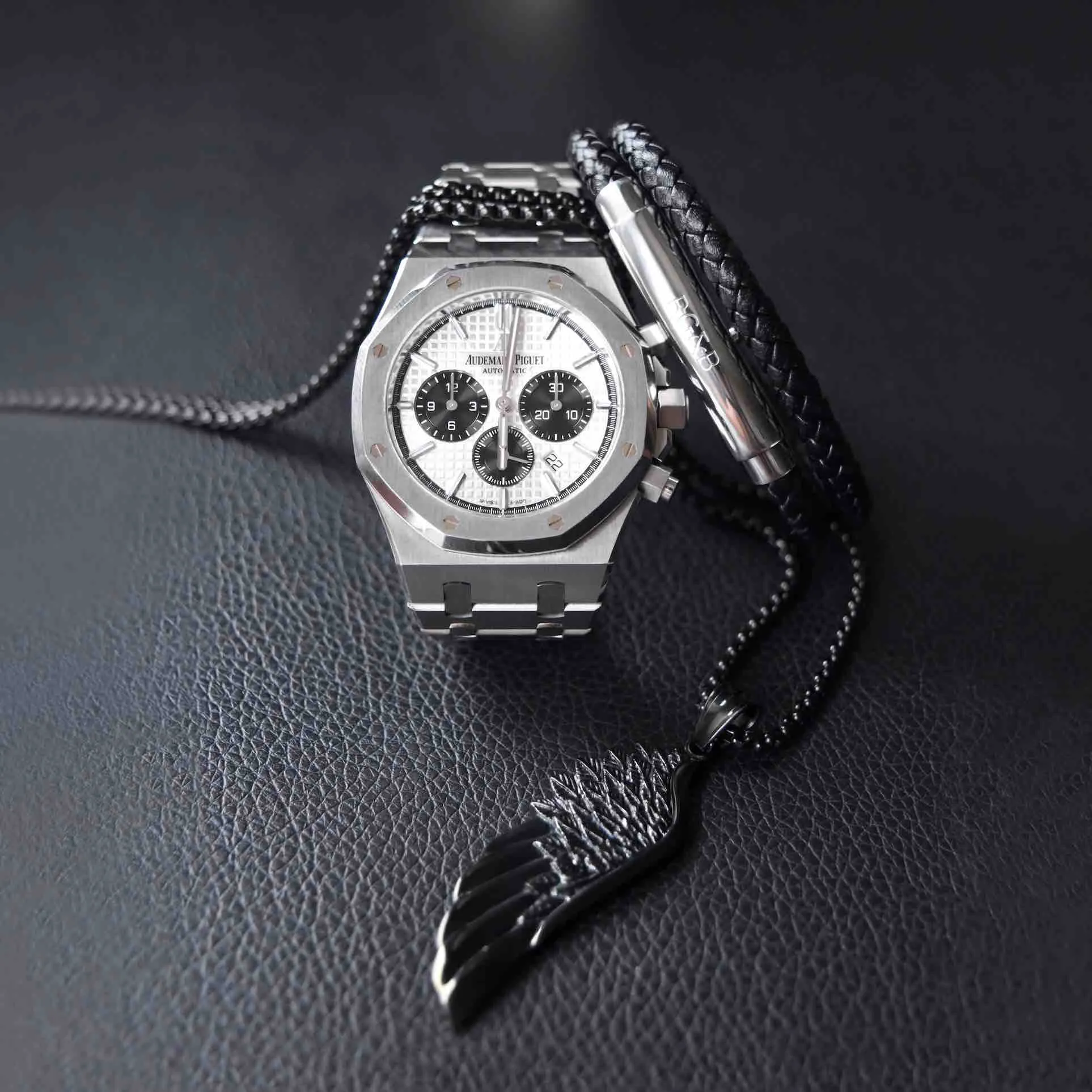 Woven Adjustable Double - Silver & Black