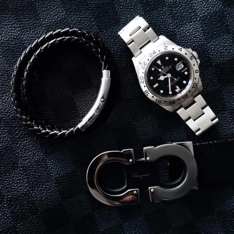 Woven Adjustable Double - Silver & Black