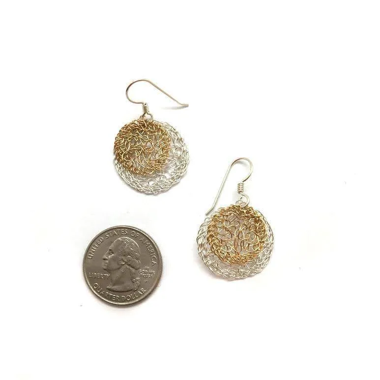 Woven Circle Earrings - Gold/Silver