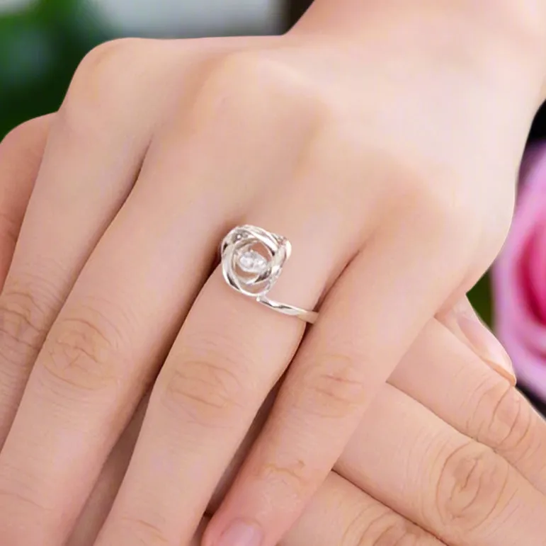 Woven Design Dancing Diamond Ring