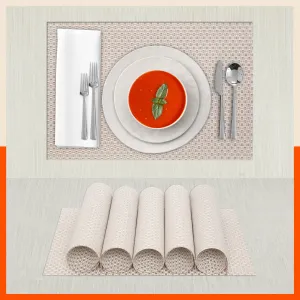 Woven PVC Table Mats / Placemats for Dining Table at Home (Evan - Set of 6)