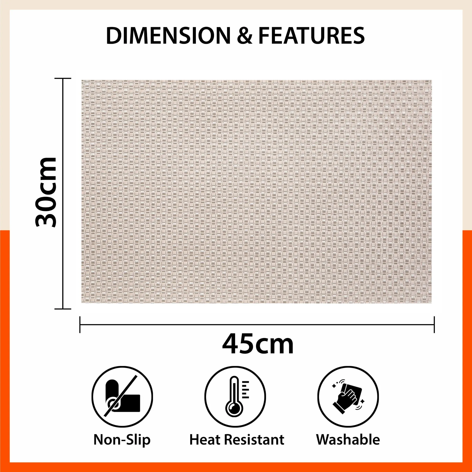 Woven PVC Table Mats / Placemats for Dining Table at Home (Evan - Set of 6)