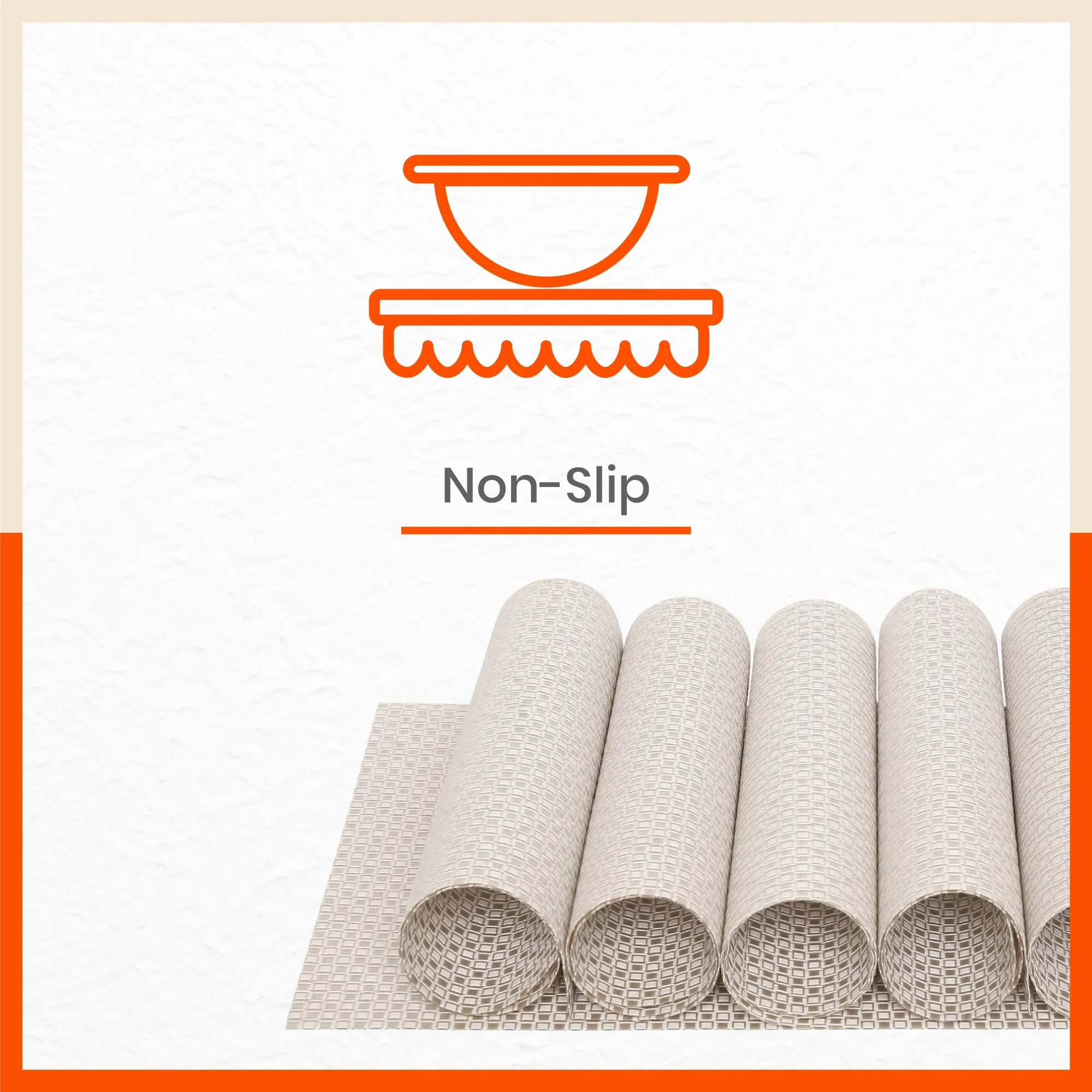 Woven PVC Table Mats / Placemats for Dining Table at Home (Evan - Set of 6)