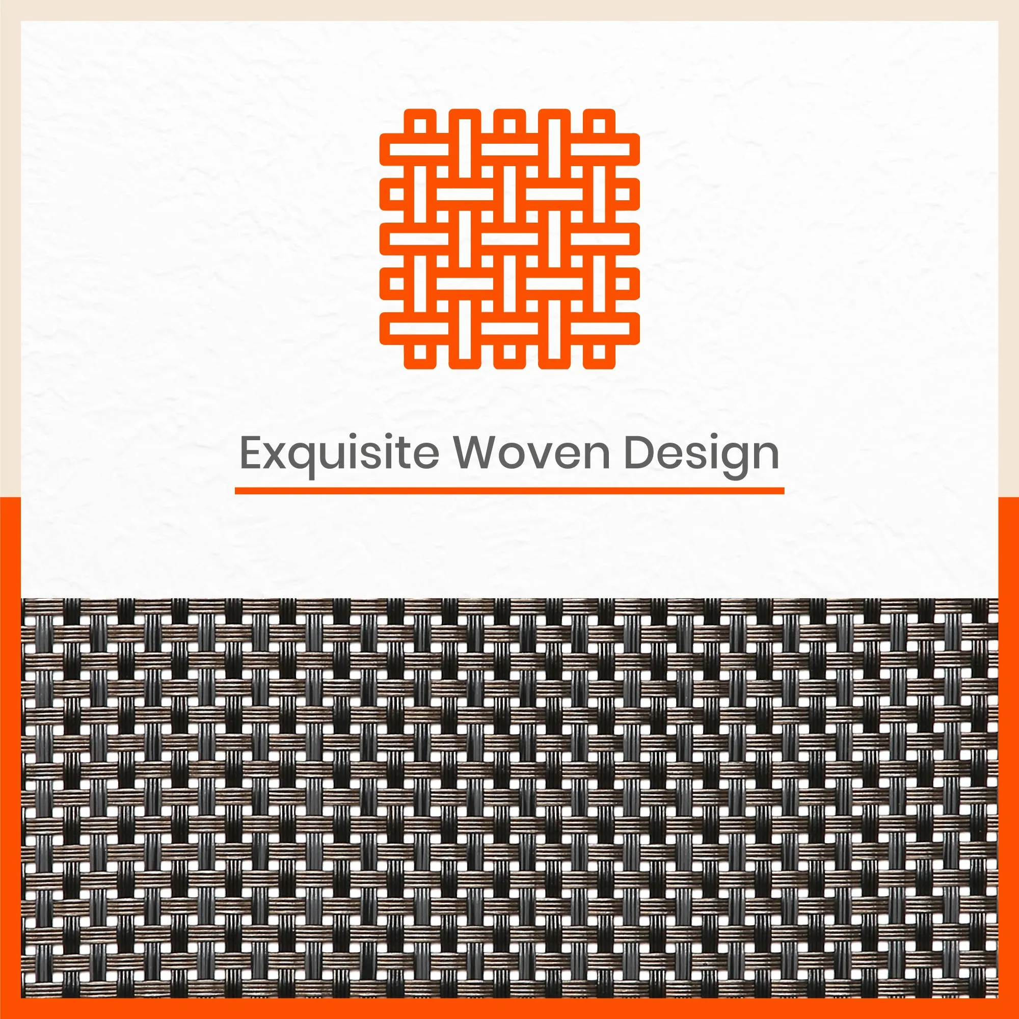 Woven PVC Table Mats / Placemats for Dining Table at Home (Ezra -Set of 6)