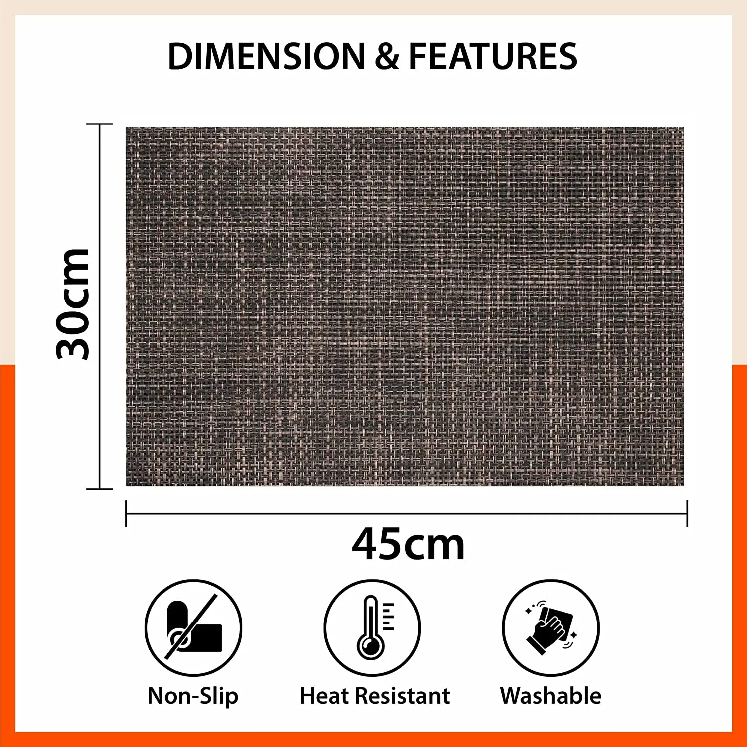 Woven PVC Table Mats / Placemats for Dining Table at Home (Sera - Set of 6)