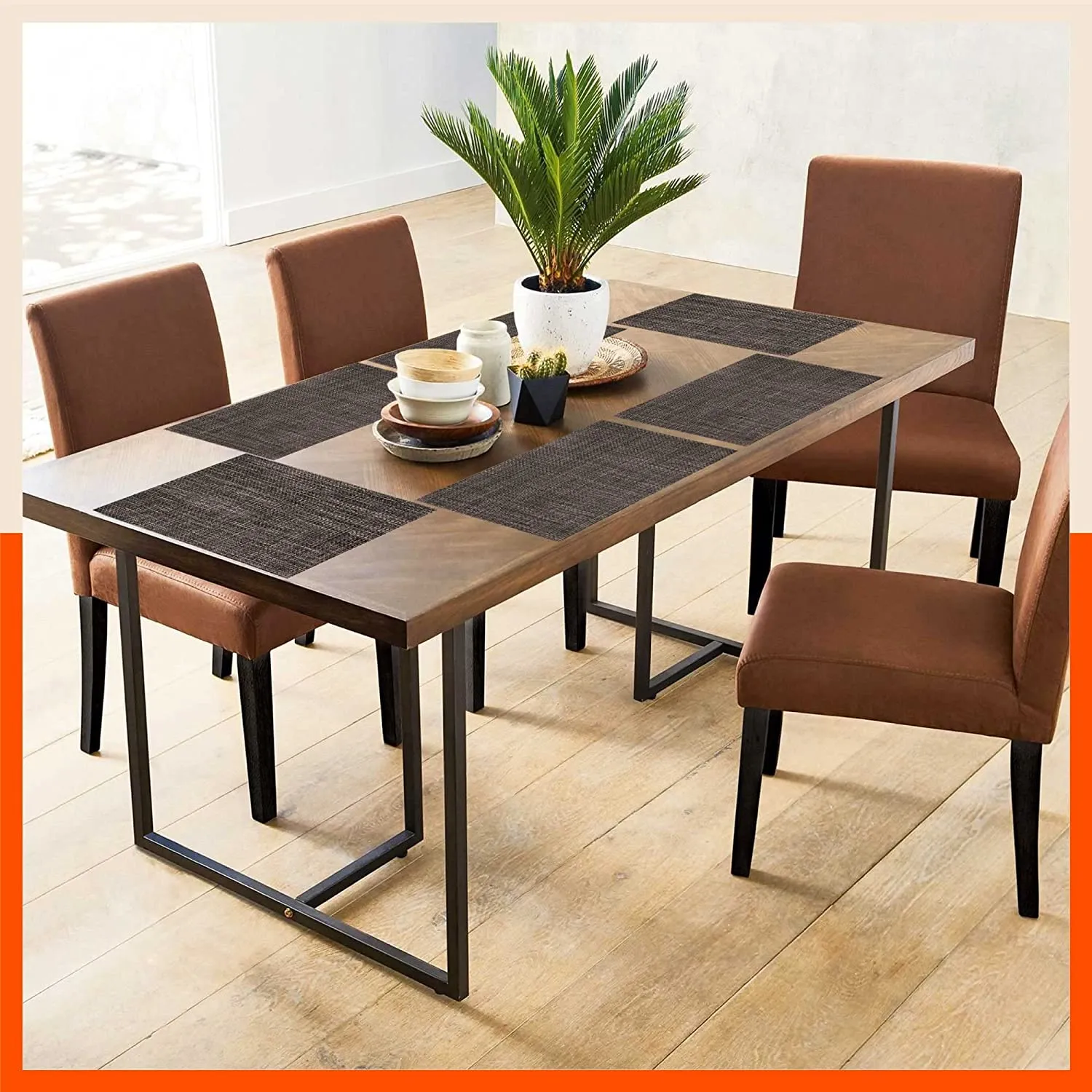 Woven PVC Table Mats / Placemats for Dining Table at Home (Sera - Set of 6)