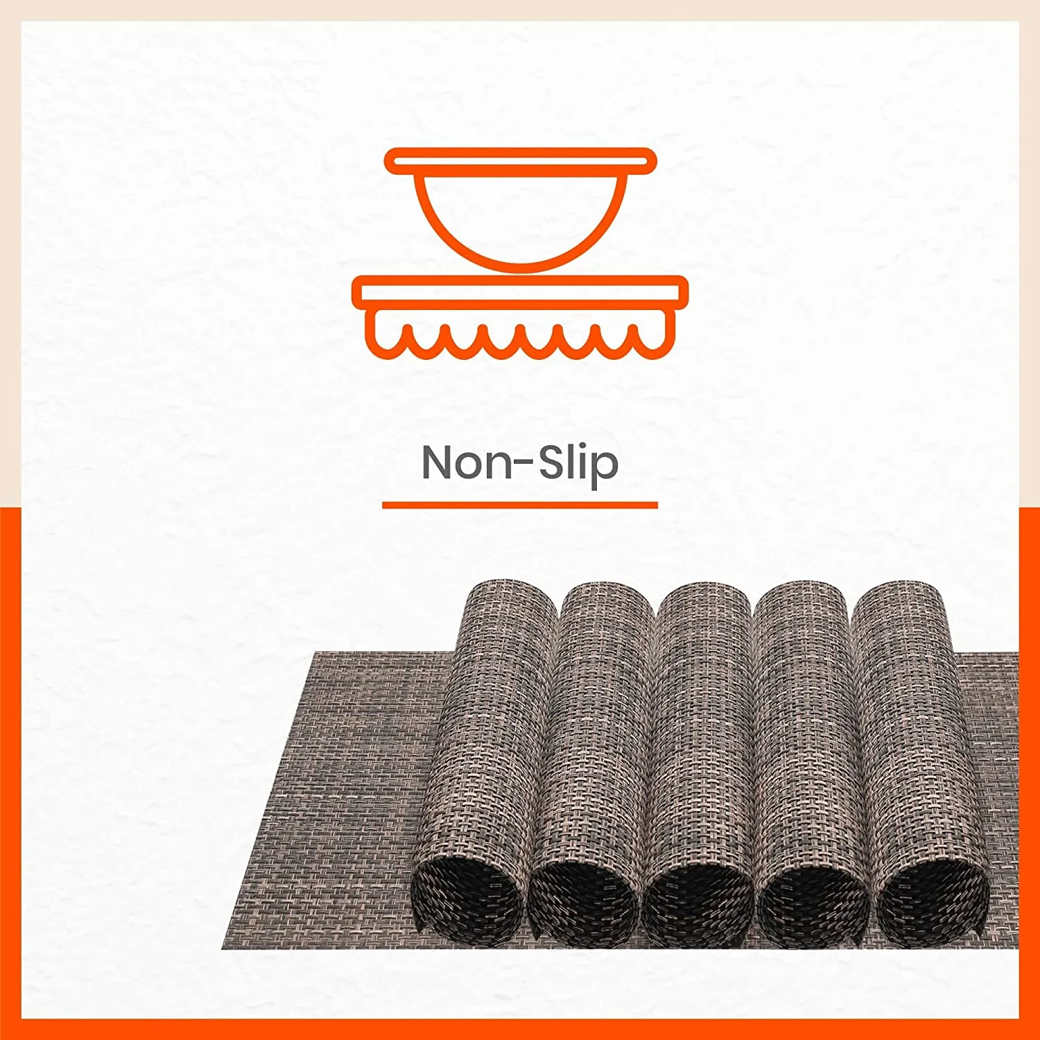 Woven PVC Table Mats / Placemats for Dining Table at Home (Sera - Set of 6)