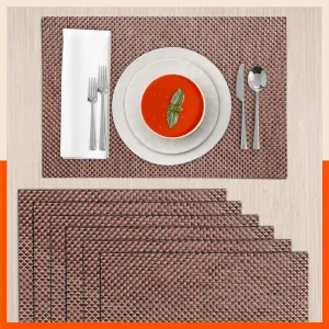 Woven PVC Table Mats / Placemats for Dining Table at Home (Soho -Set of 6)