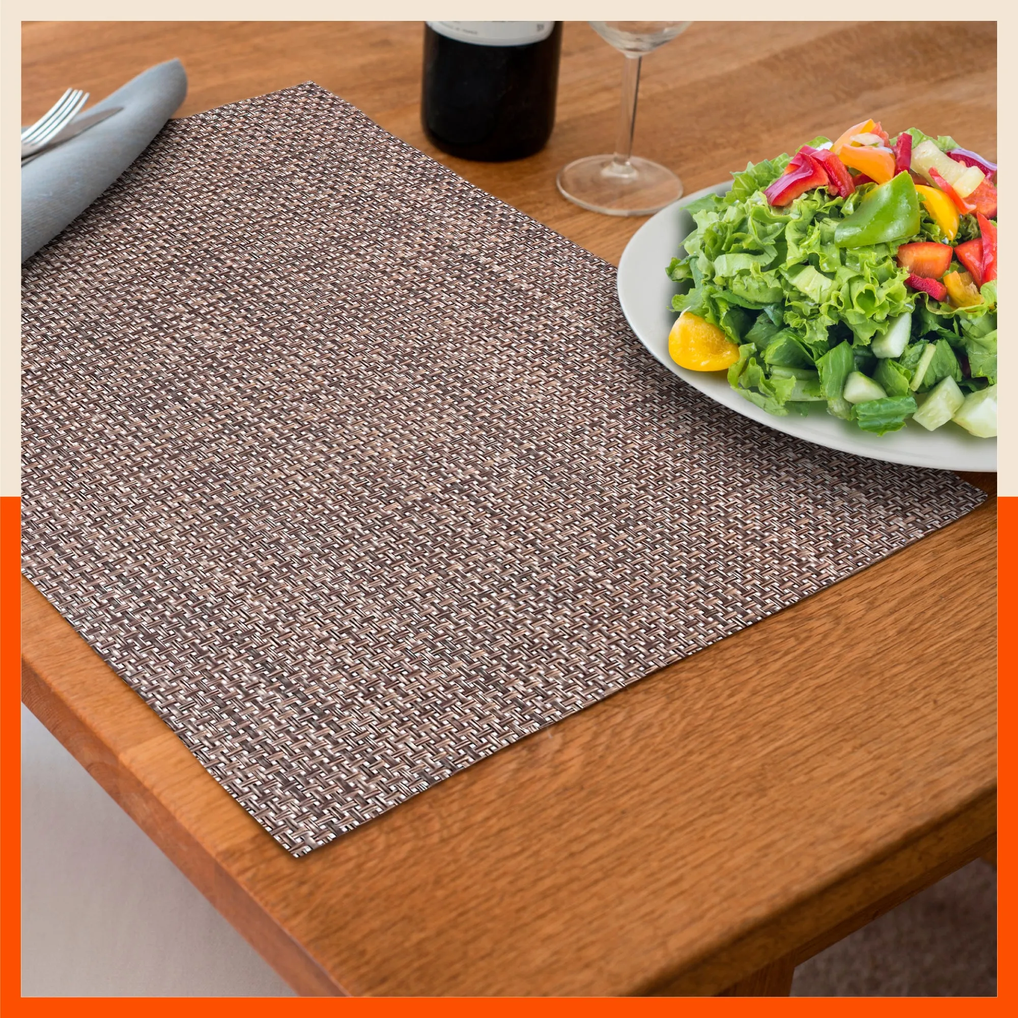 Woven PVC Table Mats / Placemats for Dining Table for Home (Cora Set of 6)