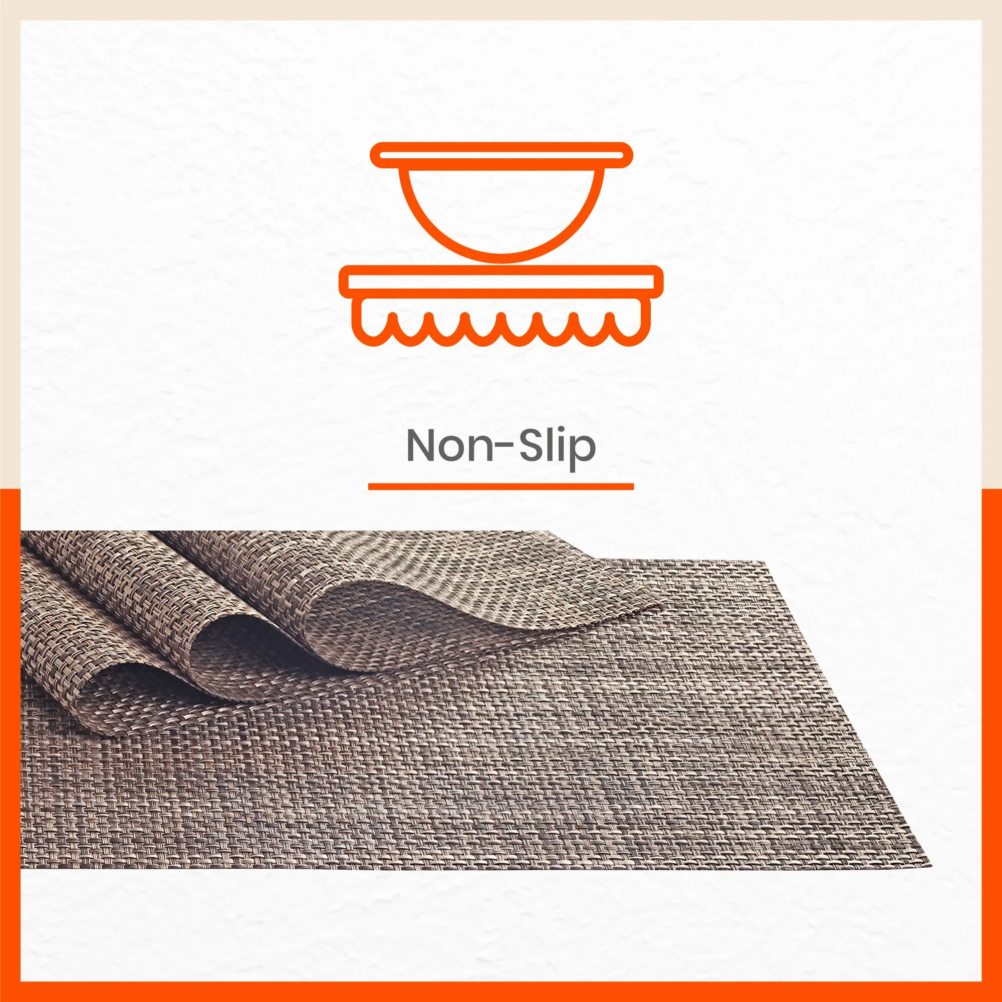 Woven PVC Table Mats / Placemats for Dining Table for Home (Cora Set of 6)