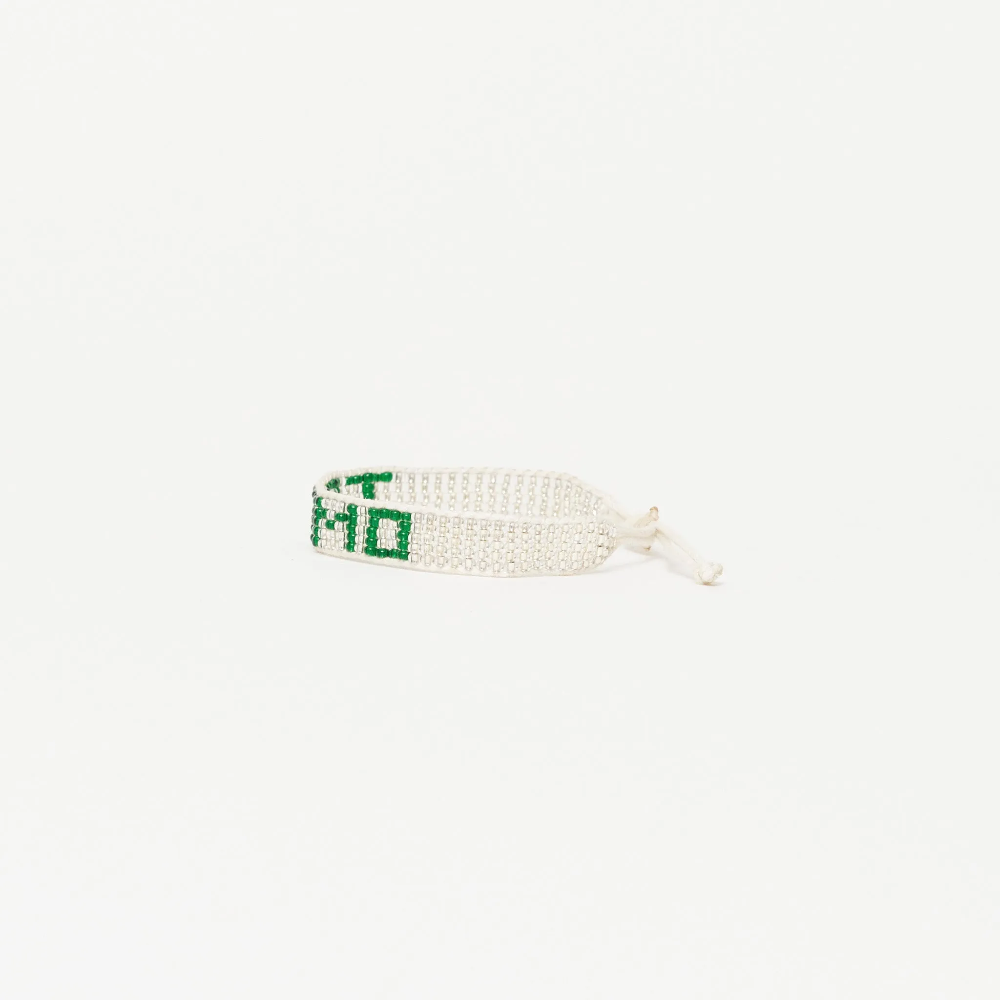 Woven TE AMO Bracelet - Silver/Green