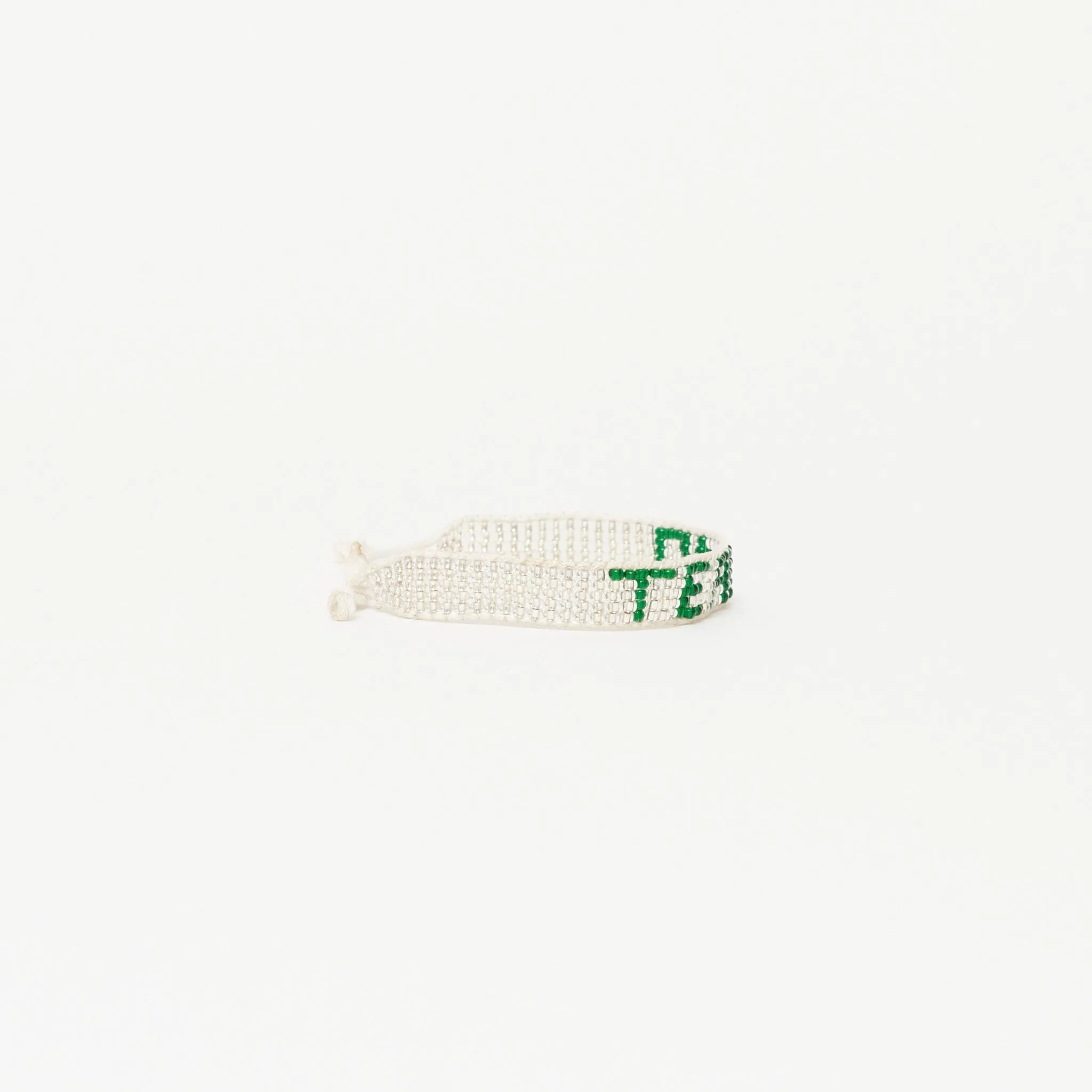 Woven TE AMO Bracelet - Silver/Green