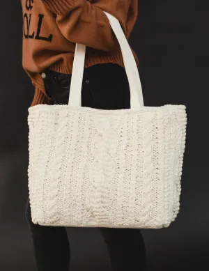 Woven Tote Bag-Cream