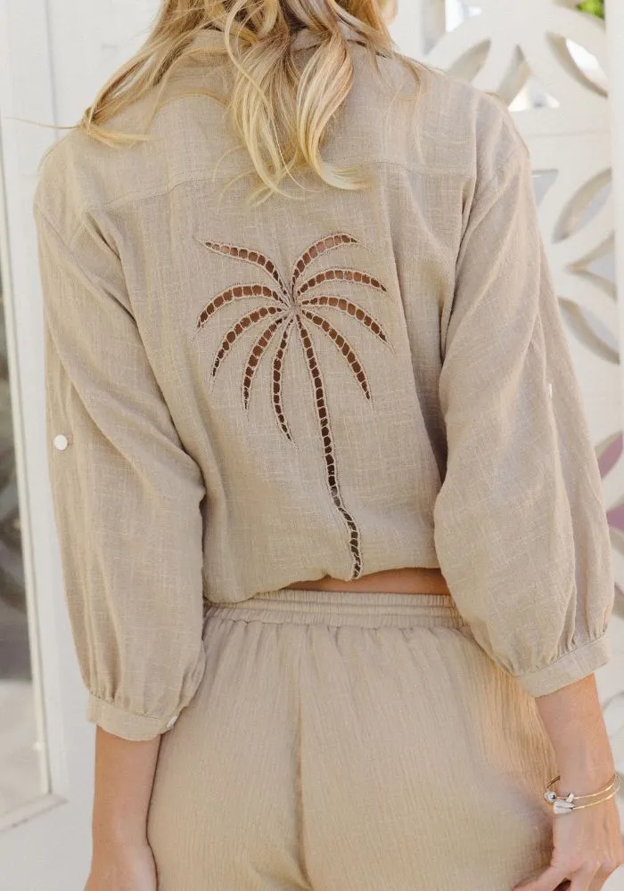 WS 3 Palms Shirt Dress - Almond