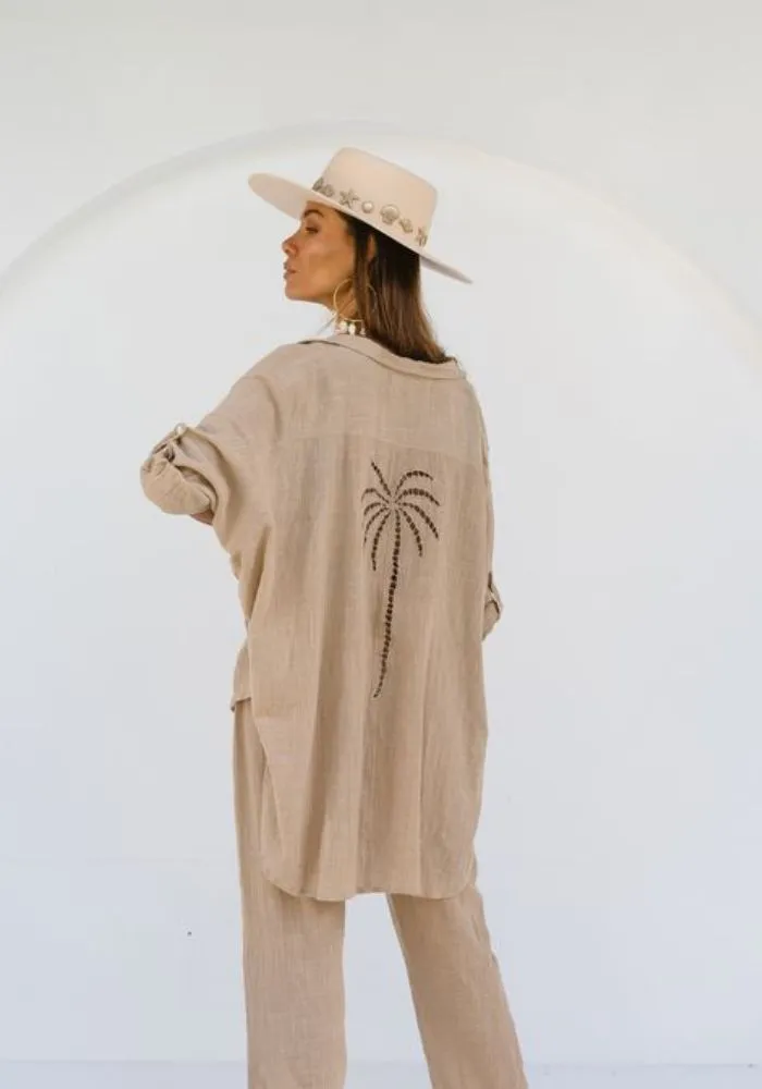 WS 3 Palms Shirt Dress - Almond