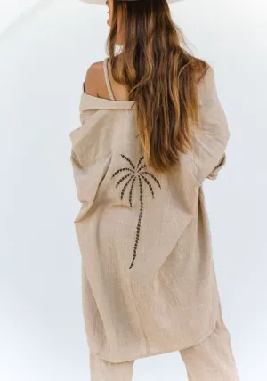 WS 3 Palms Shirt Dress - Almond