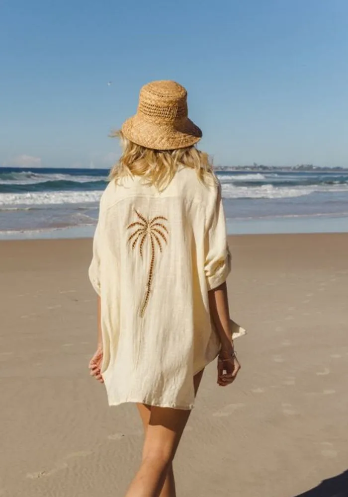 WS 3 Palms Shirt Dress - Butter