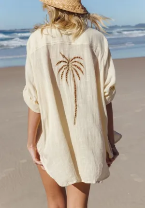 WS 3 Palms Shirt Dress - Butter