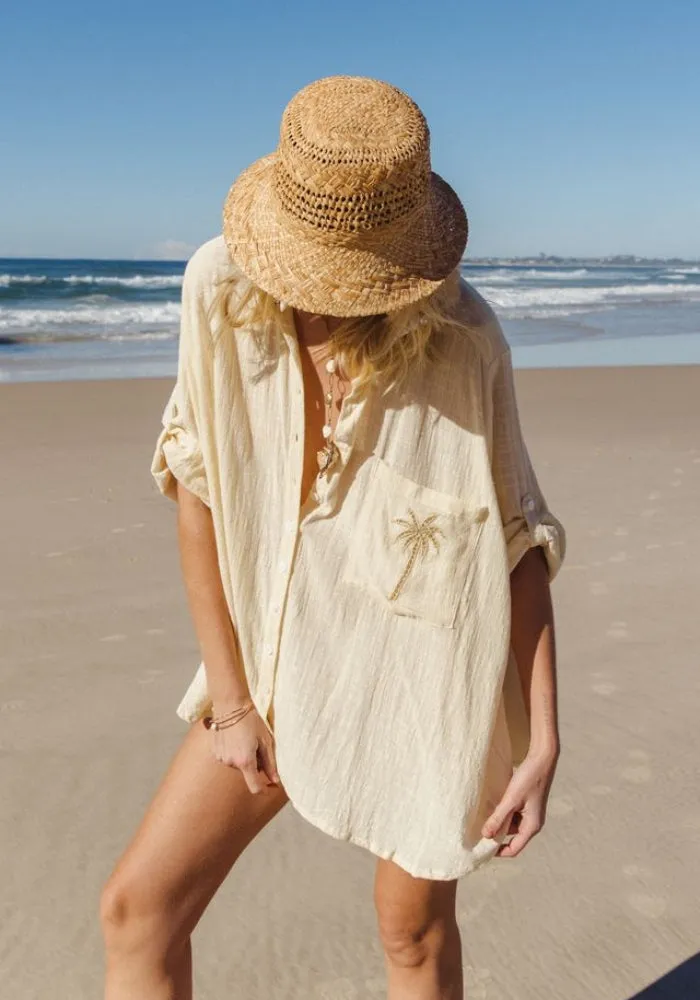 WS 3 Palms Shirt Dress - Butter