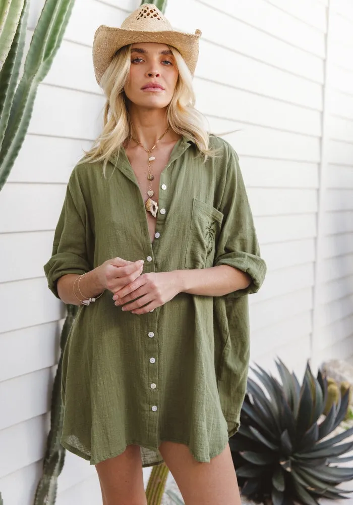 WS 3 Palms Shirt Dress - Cactus