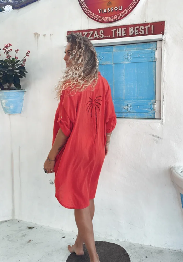 WS 3 Palms Shirt Dress - Hibscus