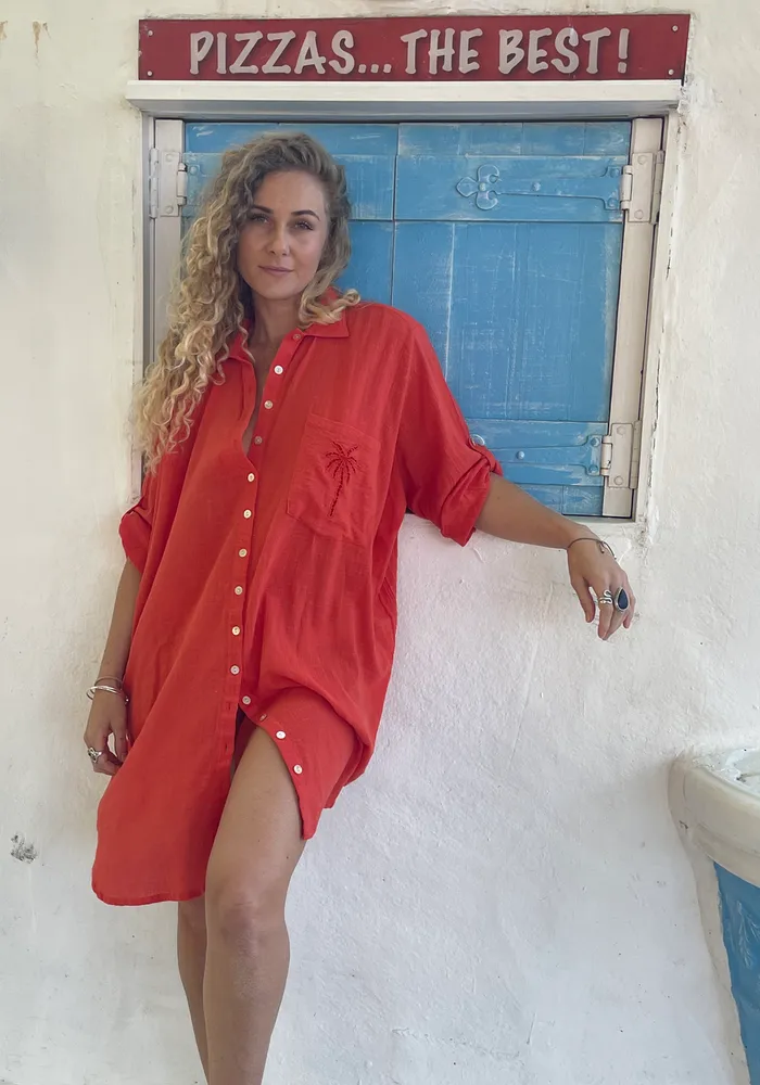 WS 3 Palms Shirt Dress - Hibscus