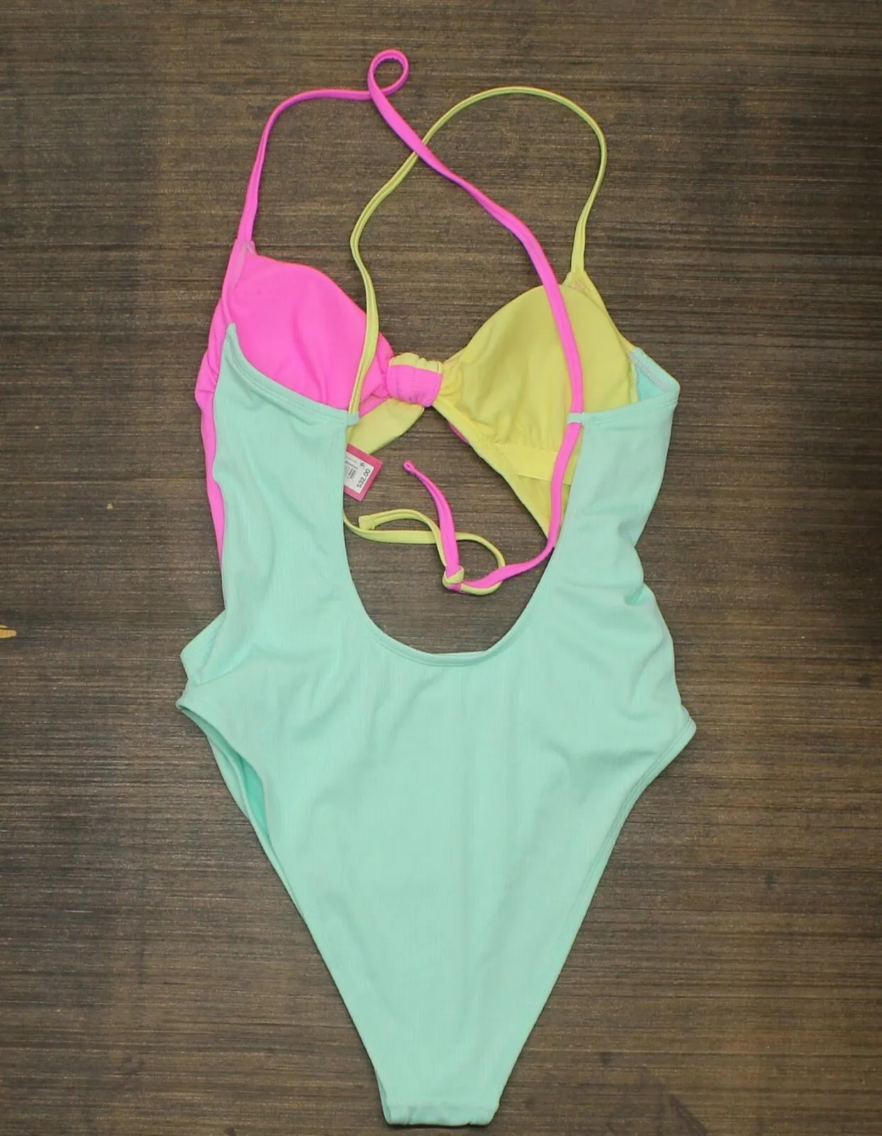 Xhilaration Juniors' Ribbed Colorblock Tie-Front One Piece Swimsuit Multi L