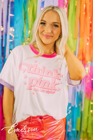 Zeta Tau Alpha Philanthropy Think Pink Colorblock Ringer
